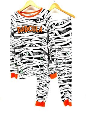 Celebrate! Halloween Mens XL 2pc Pajama Set Dadcula Mummy Graphic Long Sleeve PJ